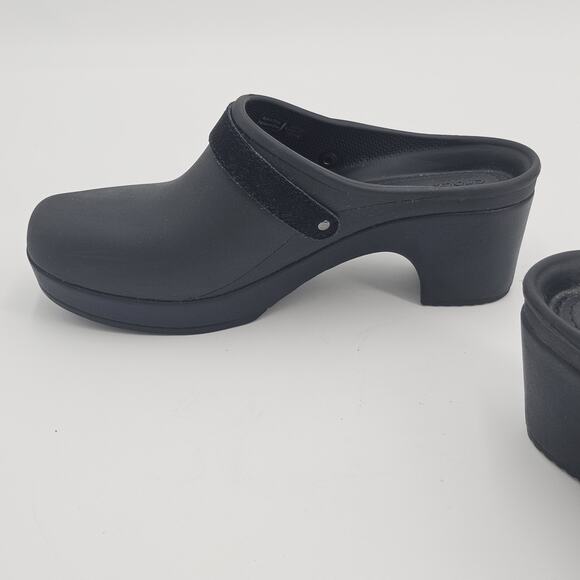 Crocs Black 'Sarah' High Heel Mule Clogs Slip On Shoes - Size 7 - Picture 10 of 12